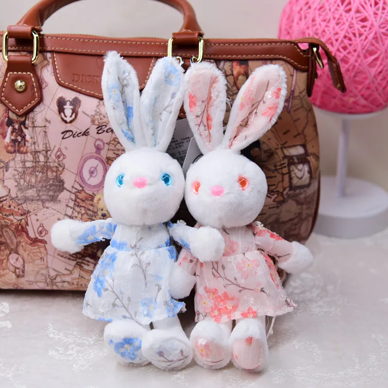 

new cute Stylish rabbit bunny pretty dress Keychain bag decoration stuffed soft doll Pendant birhtday christmas festival gift