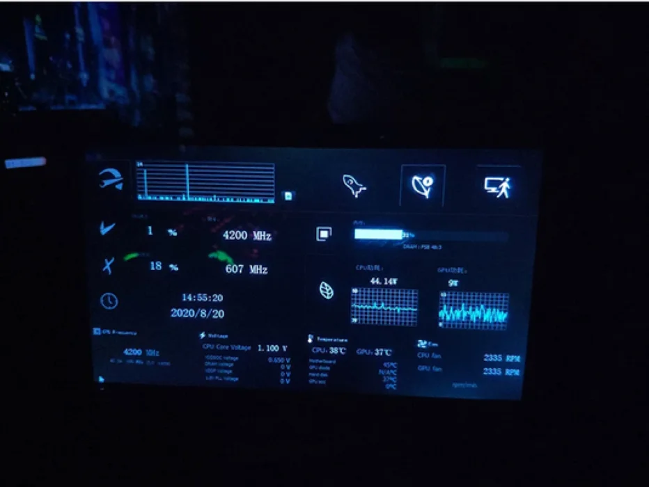 1024*600 IPS HD 7-дюймовый экран с мониторингом температуры вторичный для настольного