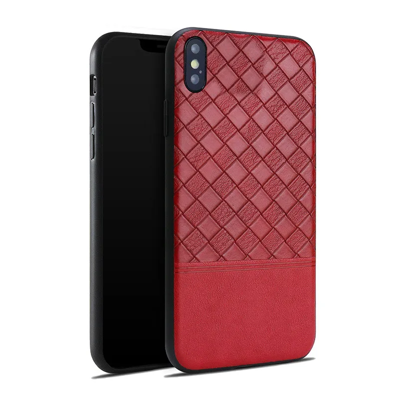 Плетеный чехол для телефона iPhone X XR XS 6 6S 7 8 Plus Xsmax из комбинированной кожи ТПУ
