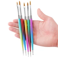 5pcsset nail art brush manicure gel brush with point drill uv carving crystal acrylic gel brush set gel painting pen tools