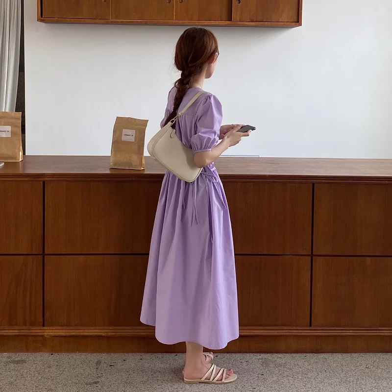 Женское винтажное платье с пышными рукавами простые плиссированные вечерние