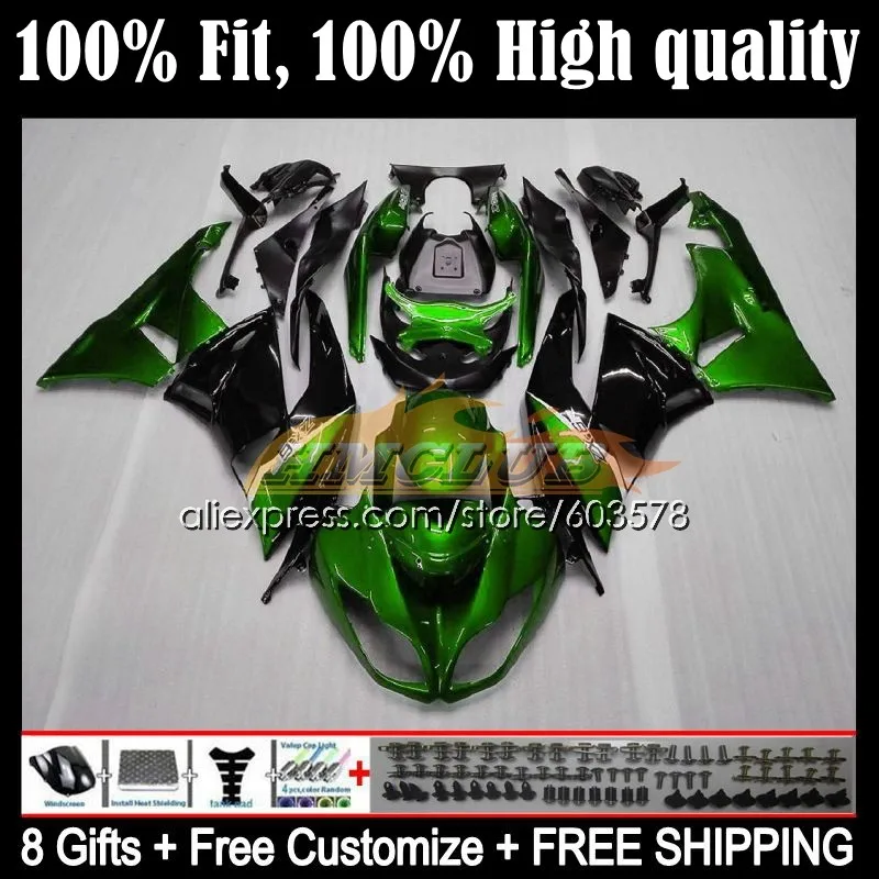 

Инжекционный корпус для KAWASAKI NINJA ZX636 ZX 6R 636 600CC 114CL.13 ZX6R 09 10 11 12 ZX-6R 2009 2010 2011 2012 обтекатель зеленый черный