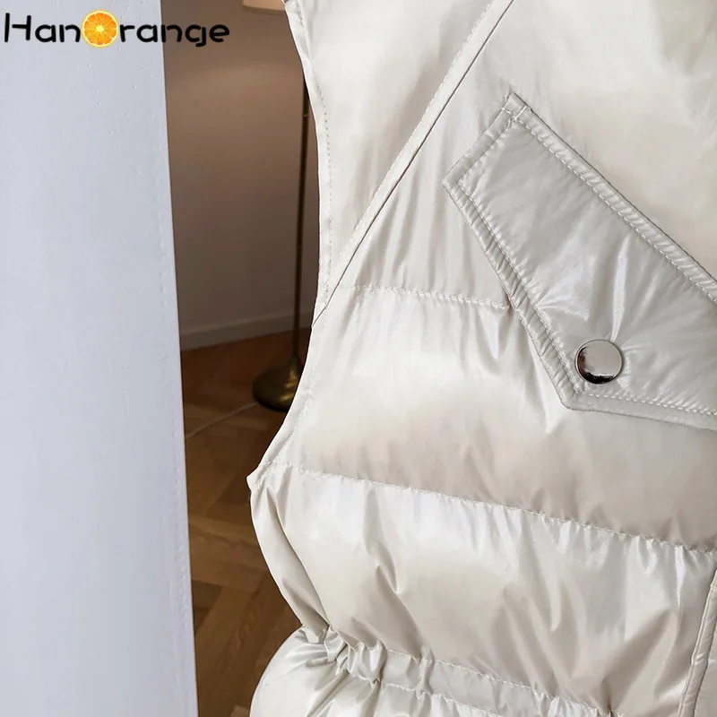 

HanOrange Autumn Winter Women Casual Korean Sleeveless Vest Bright Waistcoat Cotton Padded Jacket
