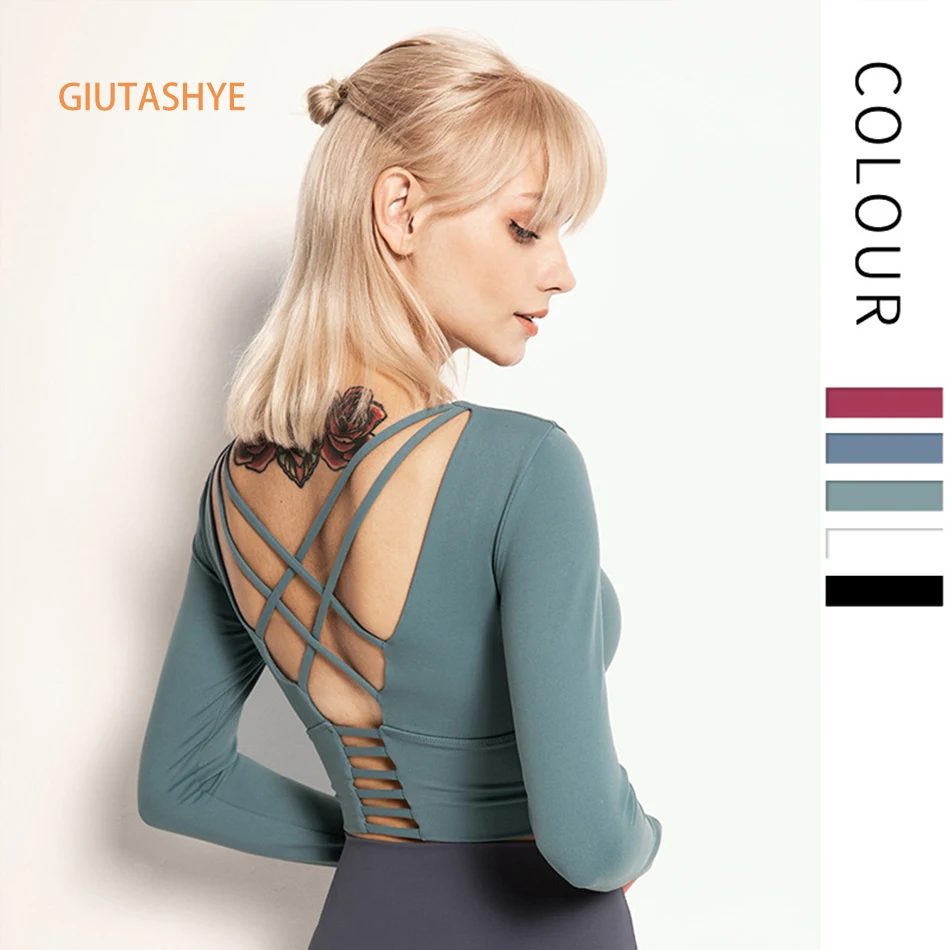 Пикантные женские спортивные рубашки GUTASHYE с буквенным принтом однотонные