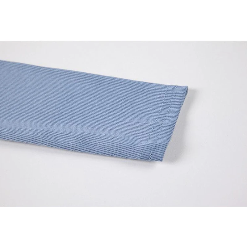 

Sexy Bodycon T Shirt Outfits Women E-Girl Long Sleeve 2021 Spring Irregular Camisole And Big Crewneck Tees Slim Blue&Black Tops