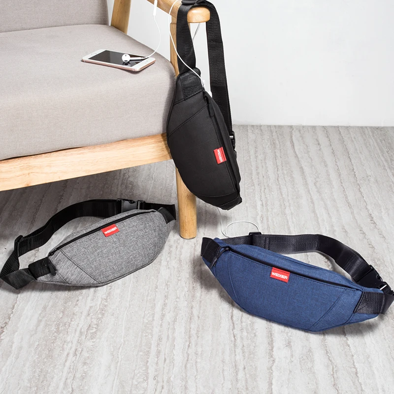 Waist Bag Casual Messenger Bag  Earphone Hole Lightweight Small Bag Sports Running Bag Waterproof Multi-Function Chest Bag