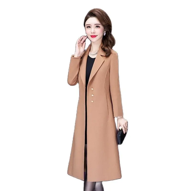 

2021women's woolen coat female long winter overcoat women's slim wool blend coat tweed jacket winter clothes for women plus size