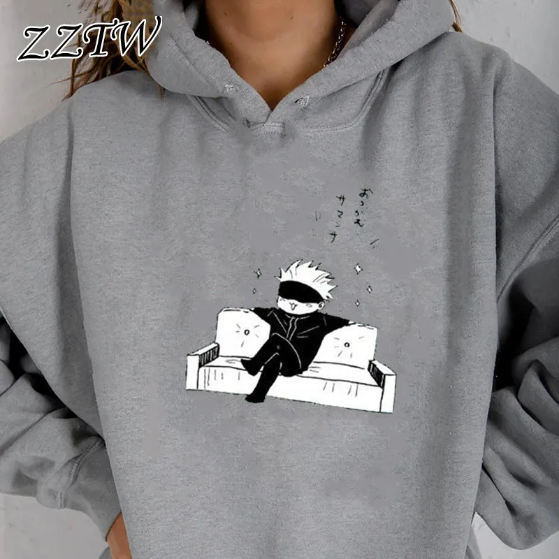 

Jujutsu Kaisen Anime Hoodie Women Gojo Satoru Print 2021 Spring Aesthetic Sweatshirt Harajuku Streetwear Tops Dropshipping