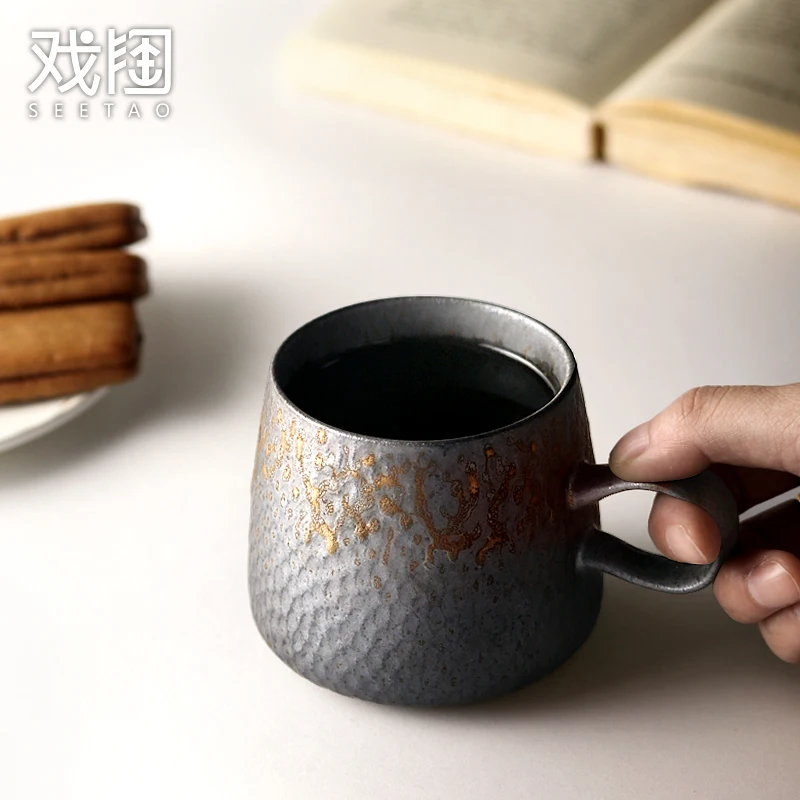 

Hand Make Travel Mug Self Stirring Mug Ceramic Cup Large Capacity European-Style Breakfast Cup Opening Practical Gifts W