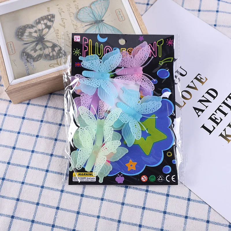 

3D hollow butterfly patch wall decoration fluorescent stickers bedroom wall stickers kitchen children's room glows in the dark