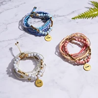 7 combination bracelets women personality temperament fashion fine hand chain rice bead elastic bracelet set girl accessories