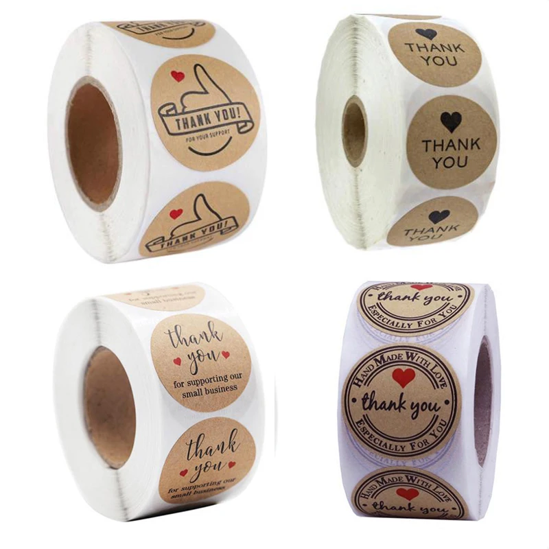 

Love Thank You Stickers for Small Business Labels Decoration Sticker Kraft Paper Scrapbook Seal Stationery Supplies 100PCS
