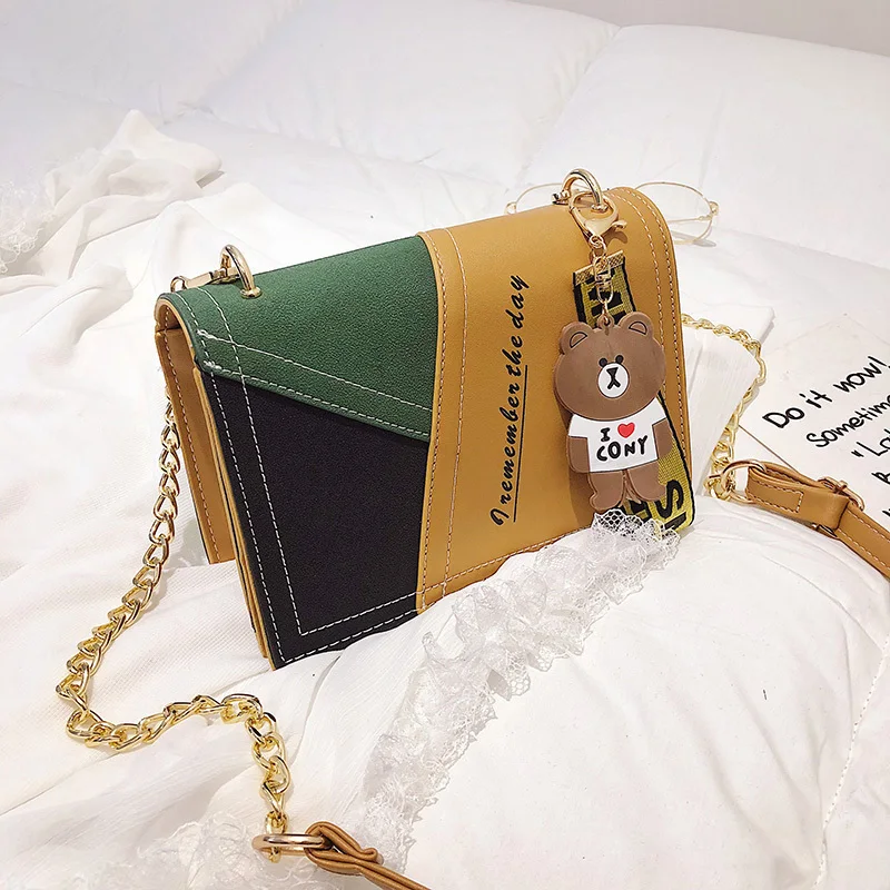 

JOFEANAY Retro Matte Patchwork Crossbody Bags for Women Messenger Bags Chain Strap Shoulder Bag Lady Small Flap criss-cross Bag