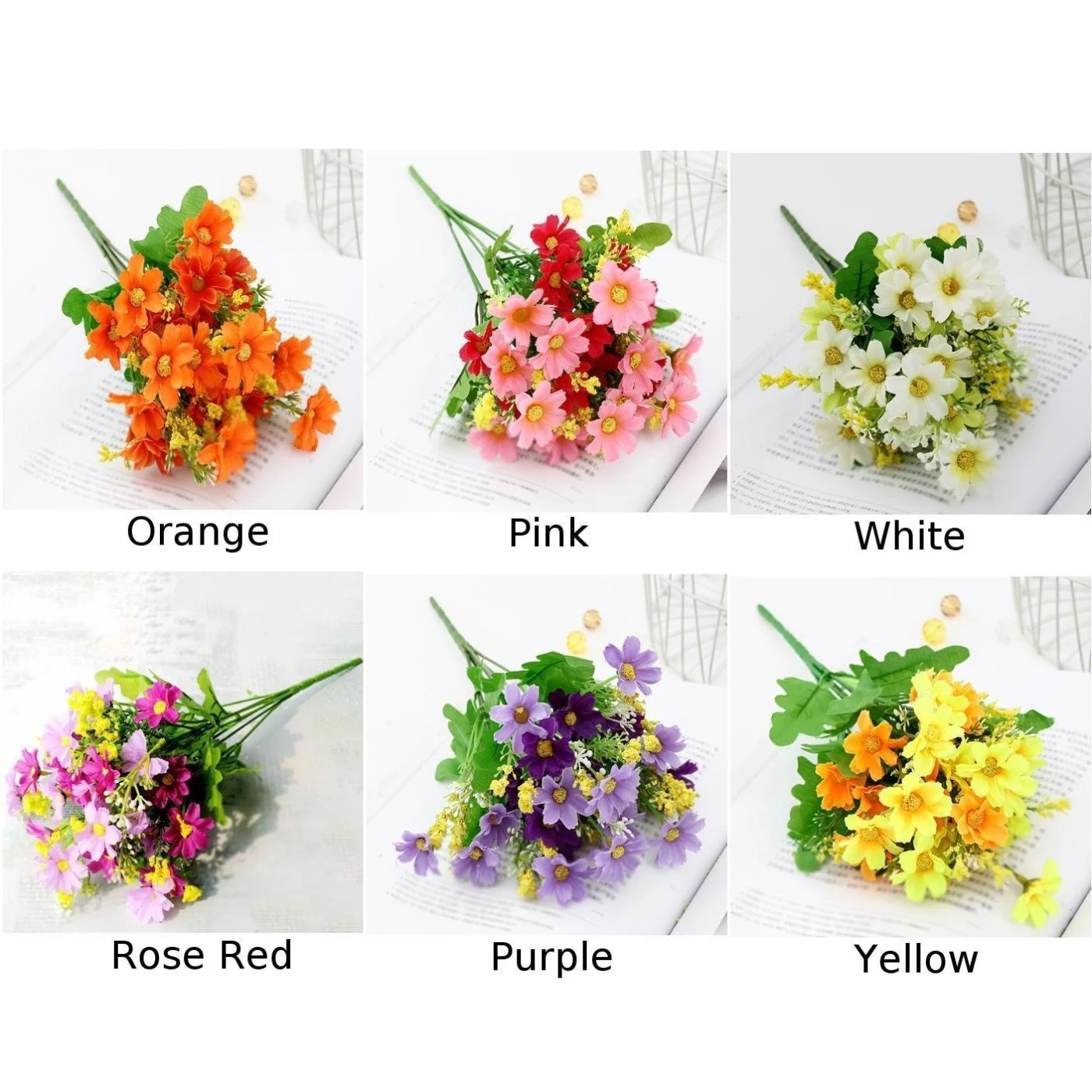 1 Bunch Of Simulation Artificial Daisy Fake Flowers Plant Green Leaf Home Party Wedding Room Decoration Ornament | Дом и сад