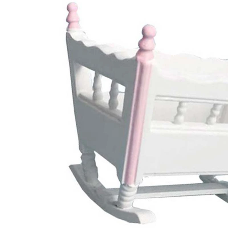 

1:12 Dollhouse Miniature Furniture White Wooden Cradle Baby Crib Dollhouse Furniture Decorate Kids Toy
