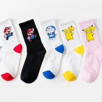 takara tomy pokemon pikachu doraemon autumn and winter new product cartoon tube socks fashion all match cotton socks kids socks