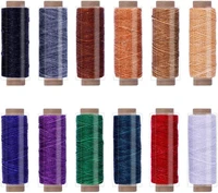 imzay 12pcs 660 yards leather sewing waxed threadspool stitching thread for leather craft diyshoe repairingbookbinding