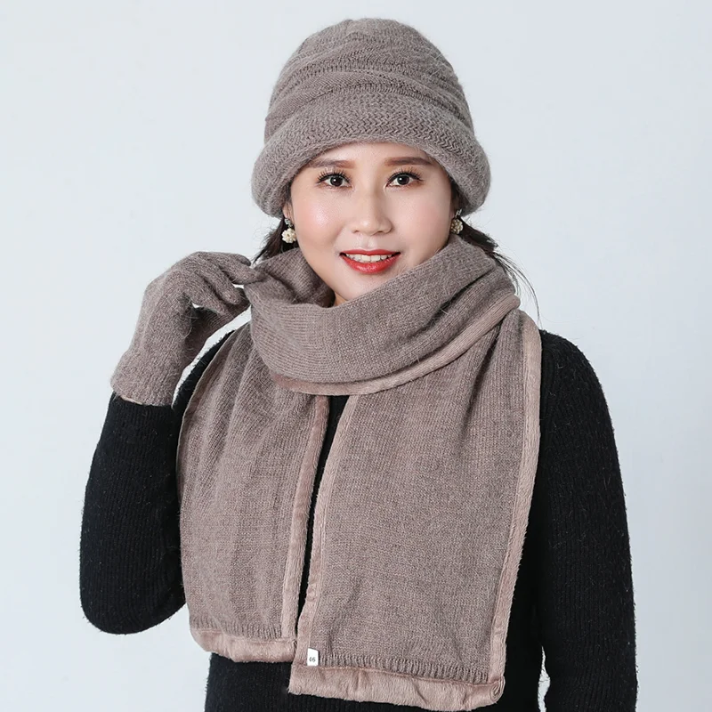 Шапка для женщин среднего возраста Осенняя теплая шерстяная Смешанная шапка