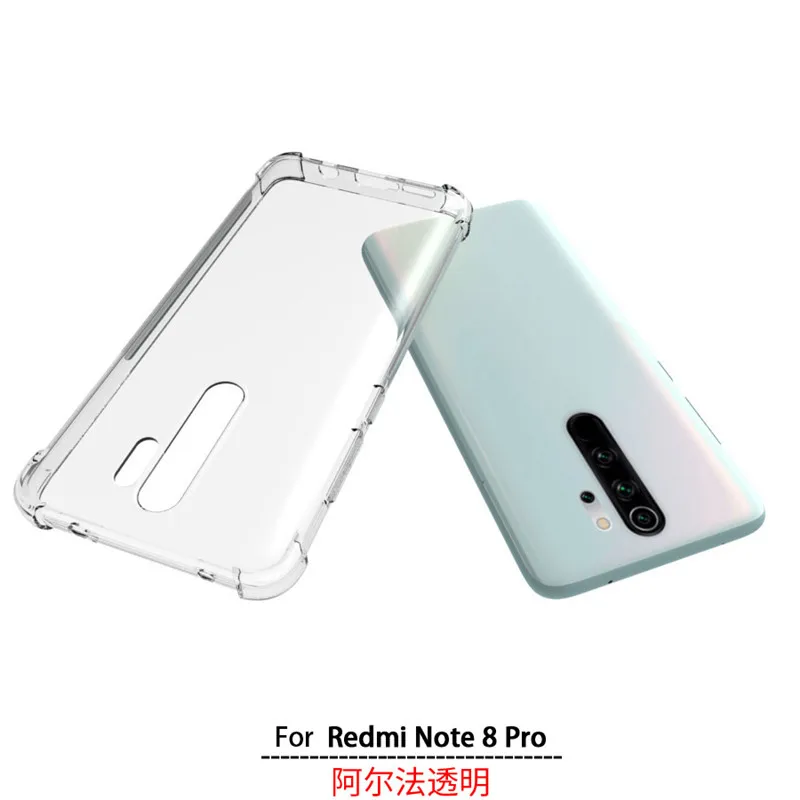 Case Clear For Xiaomi Redmi note 8 Pro Shockproof Funda Four Corners Airbag TPU Soft Phone Back Cover for |