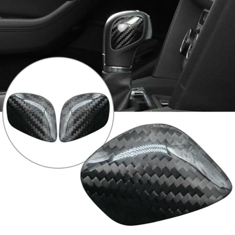 

2xBlack Carbon Fiber Car Shift Knob Badge Emblem Cover For Golf Touran MK7 CC Car Gear Head Shift Knob Cover Gear Shift Handle