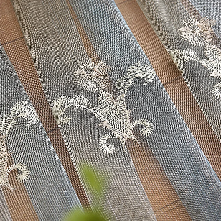 

New European Luxury Gray Curtains for Living Dining Room Bedroom Fabric Chenille Embroidery Valance Curtain Fabric Custom