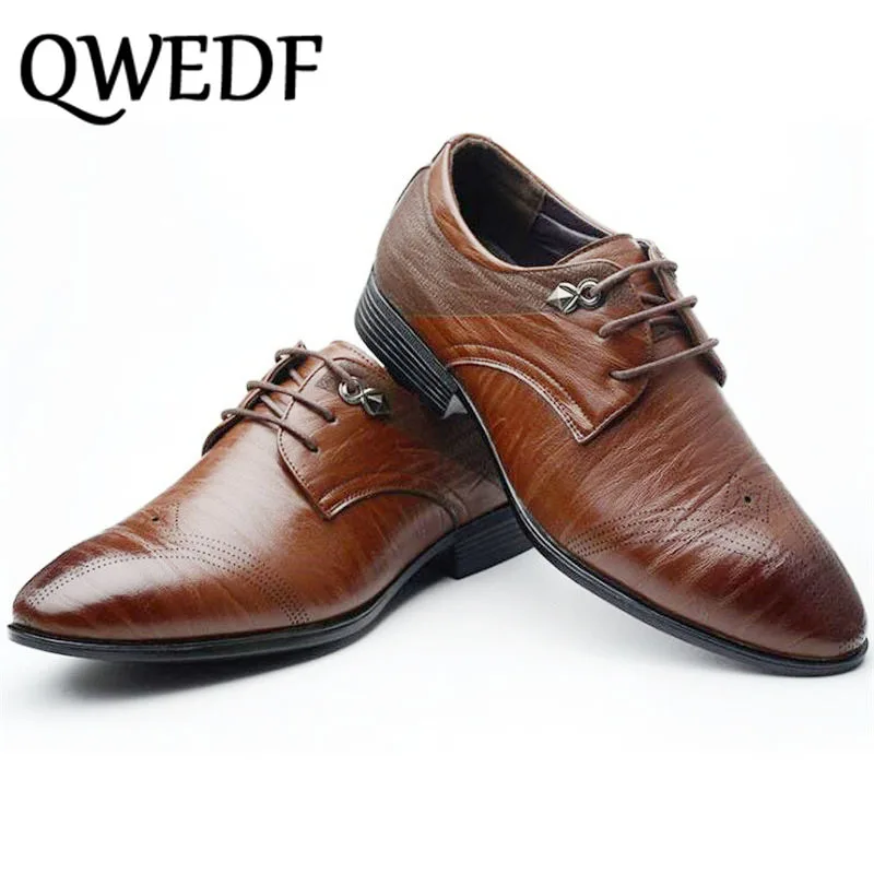 Новинка 2018 мужские деловые кожаные туфли QWEDF модные свадебные классические