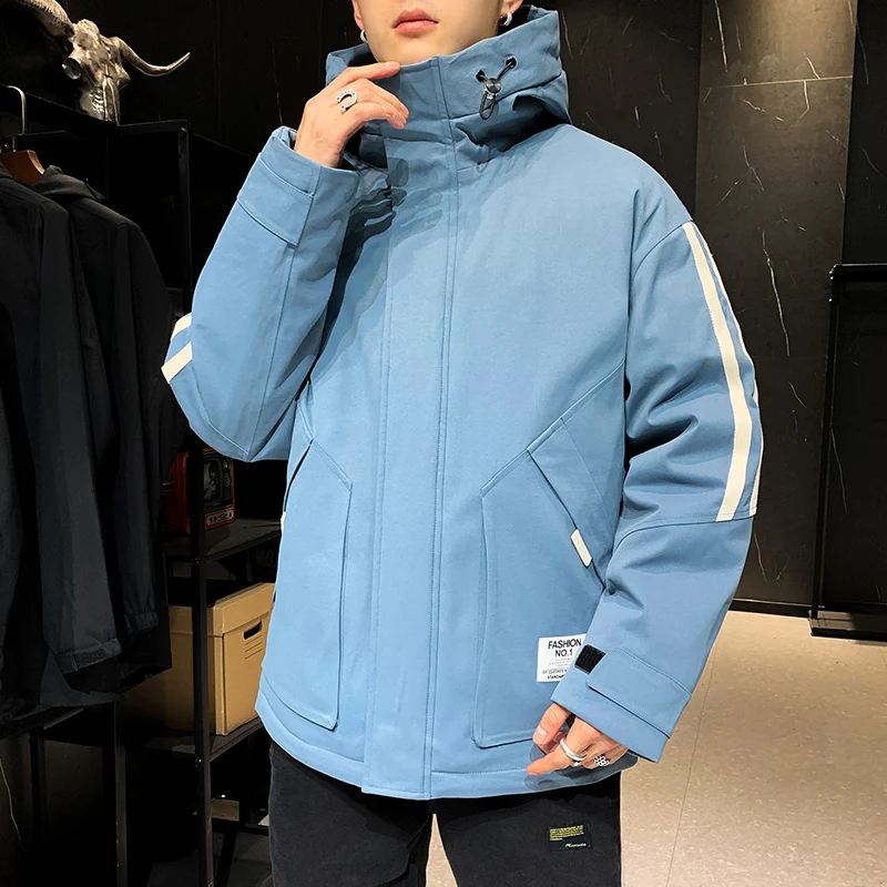 2021 New Men Hooded Parkas Jacket Outdoor Casual Warm Parka Coats Male Winter Thicken Windproof Mens Down Cotton Clothing Trendy