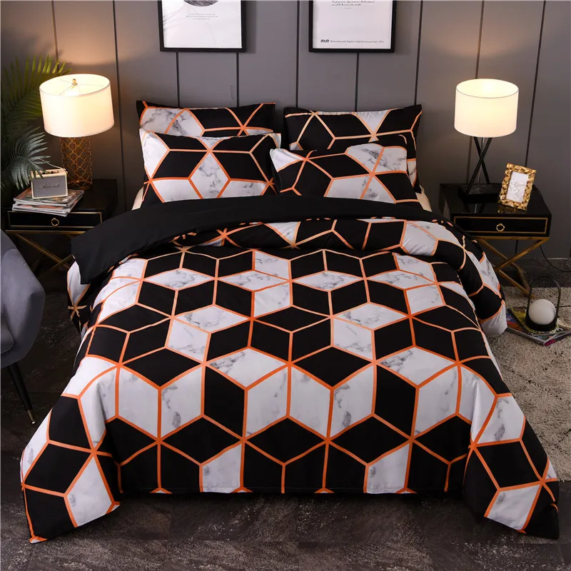 

New Arrivals Geometric Patterns Bedding Set Queen King Duvet Cover Set Marble Quilt Cover Single Double Soft Home Textiles