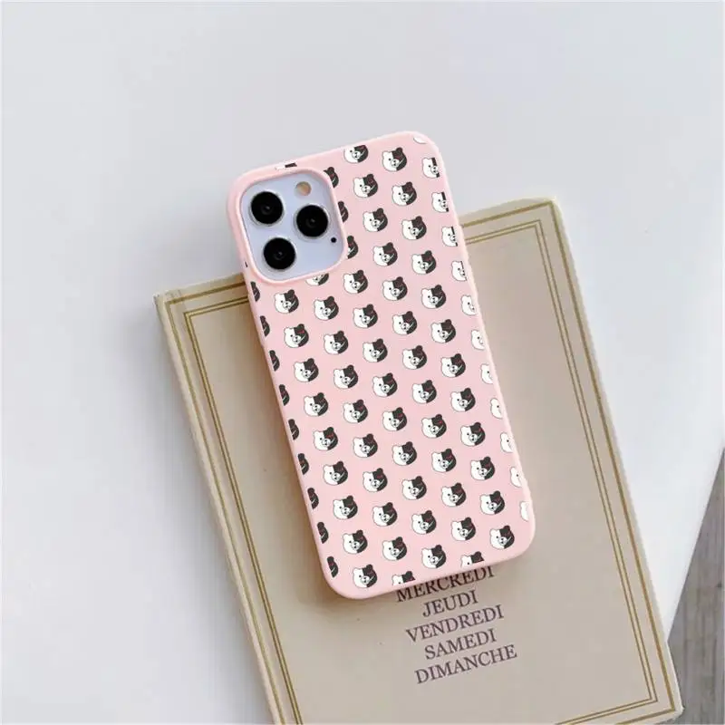 

Black white bear printing Phone Case Candy Color for iPhone 6 6S 7 8 11 12 XS X SE 2020 XR mini pro Plus MAX funda