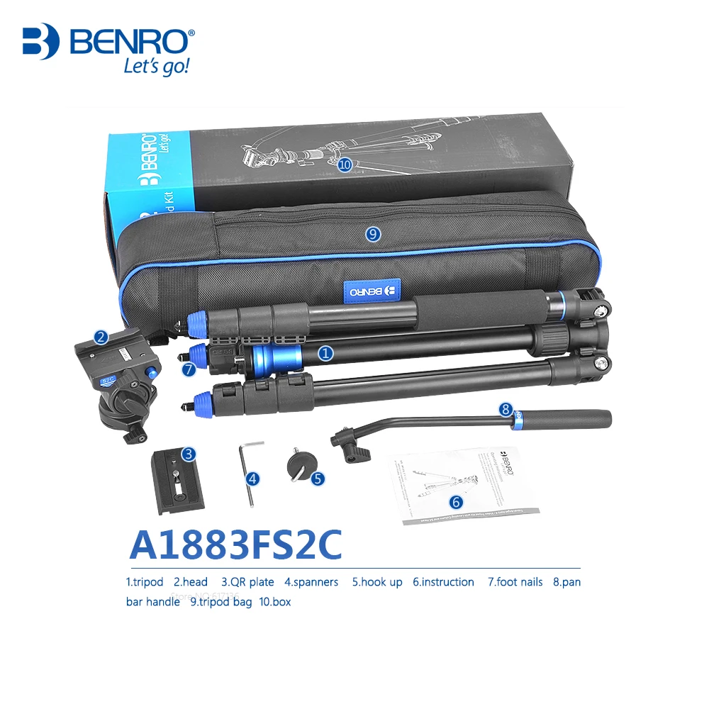 Штатив для видеокамеры Benro A1883FS2C профессиональные алюминиевые штативы камеры S2C