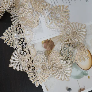 3 ярда 9 см ширина чистый полиэстер золото белый Водорастворимая вышитая кружевная отделка DIY материал