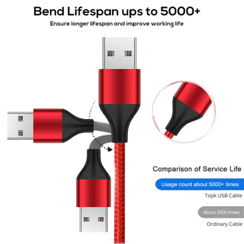 1m 2m 3A QC3.0 Магнитный зарядный кабель для быстрой зарядки Micro usb type C синхронизации