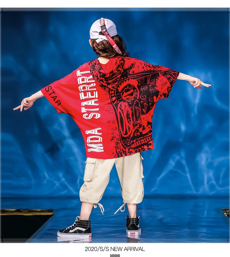

2020 Children Hip-Hop Dance Costumes Stage Outfits Hiphop Short Sleeve Loose Summer Catwalk Street Wear Performance Clothes