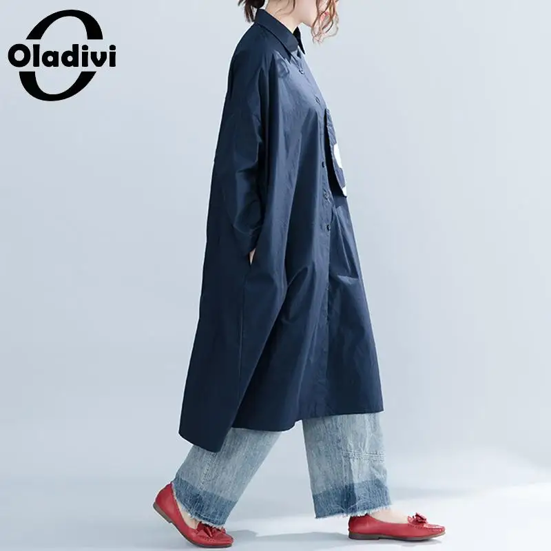 Oladivi бренд оверсайз Женская одежда модная рубашка с принтом Блузка женские