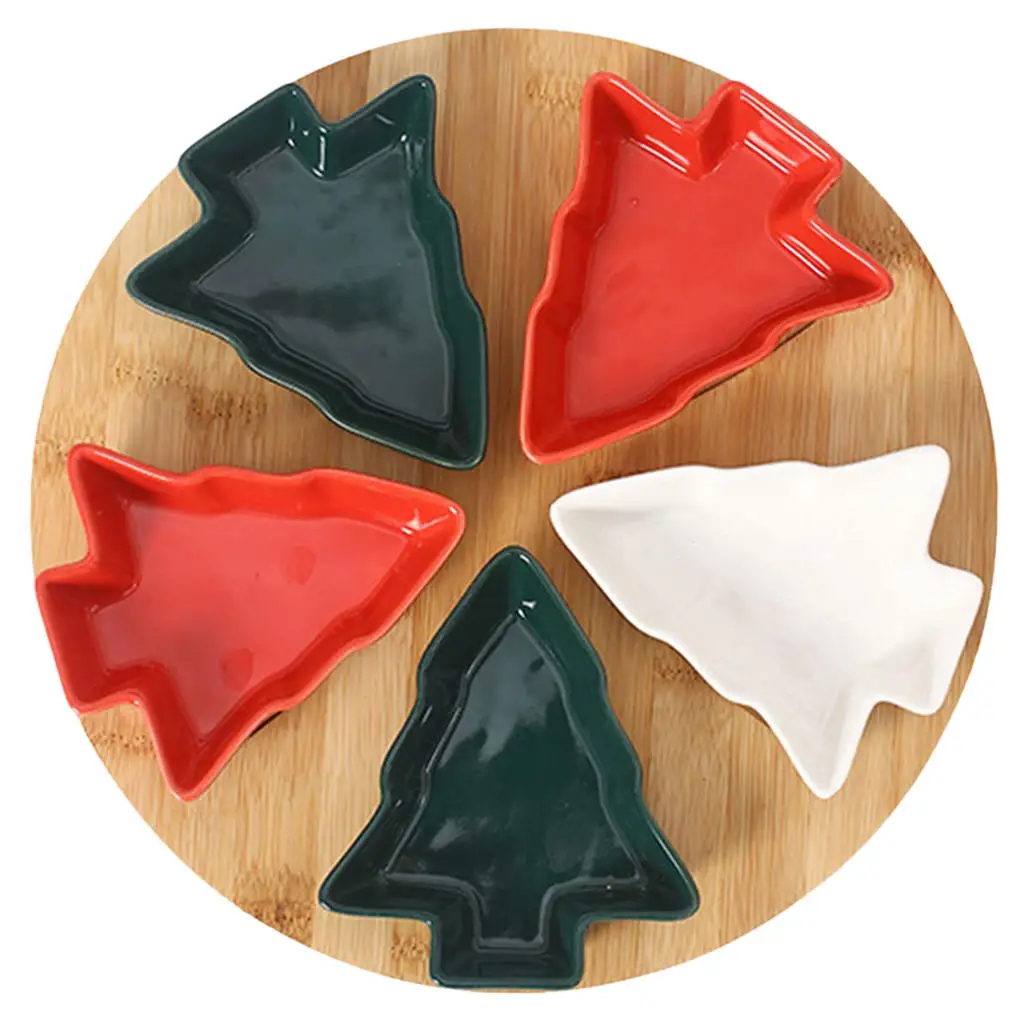 

1 Set Christmas Tree Shaped Plates with Bamboo Tray Snack Fruit Tray Appetizer Tray for Camping Party