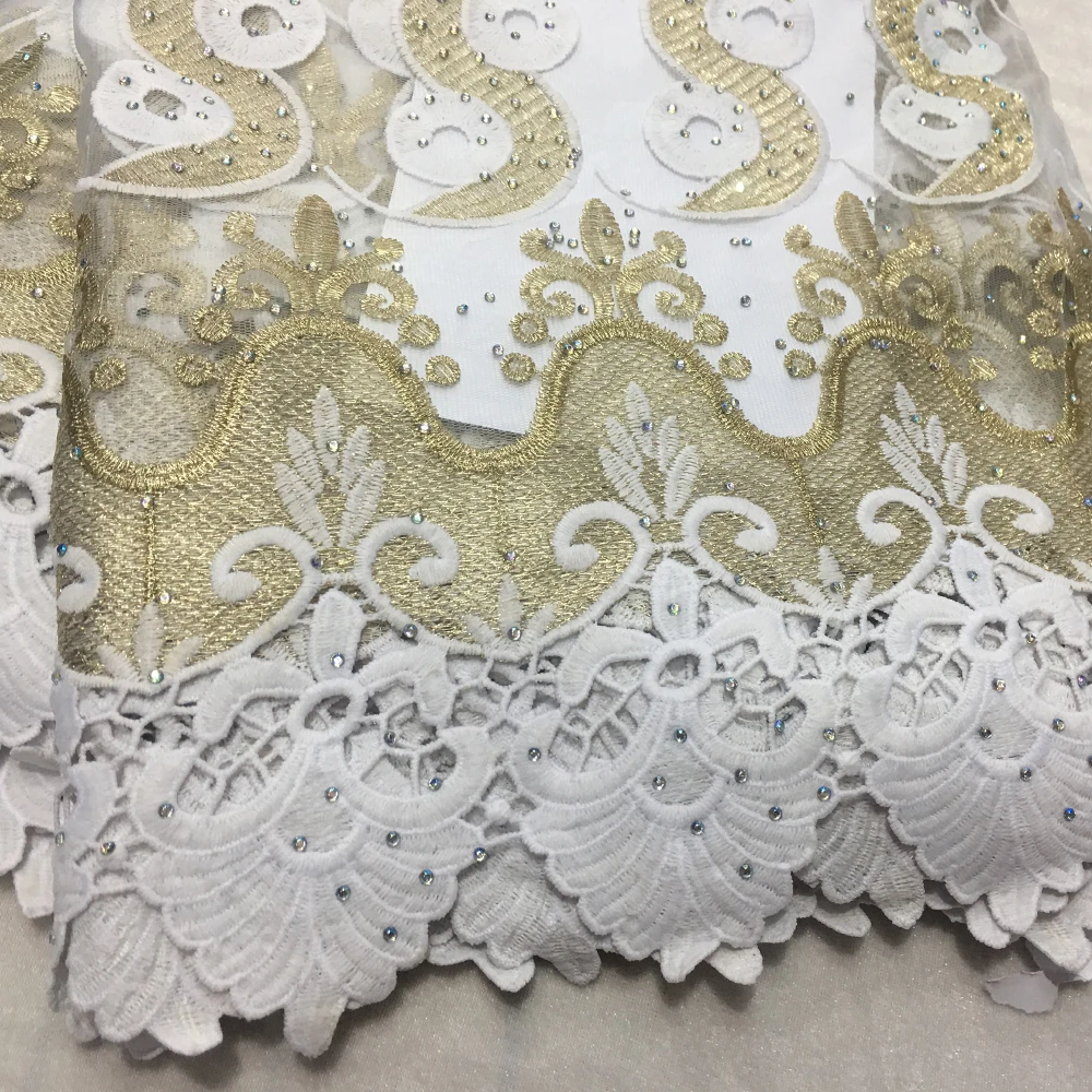 Золотая африканская кружевная ткань для вечерние платье в нигерийском стиле