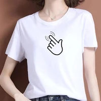 fashion women t shirt gesture print oversized white tshirts summer short sleeve top tees woman tshirt ullzang streetwears