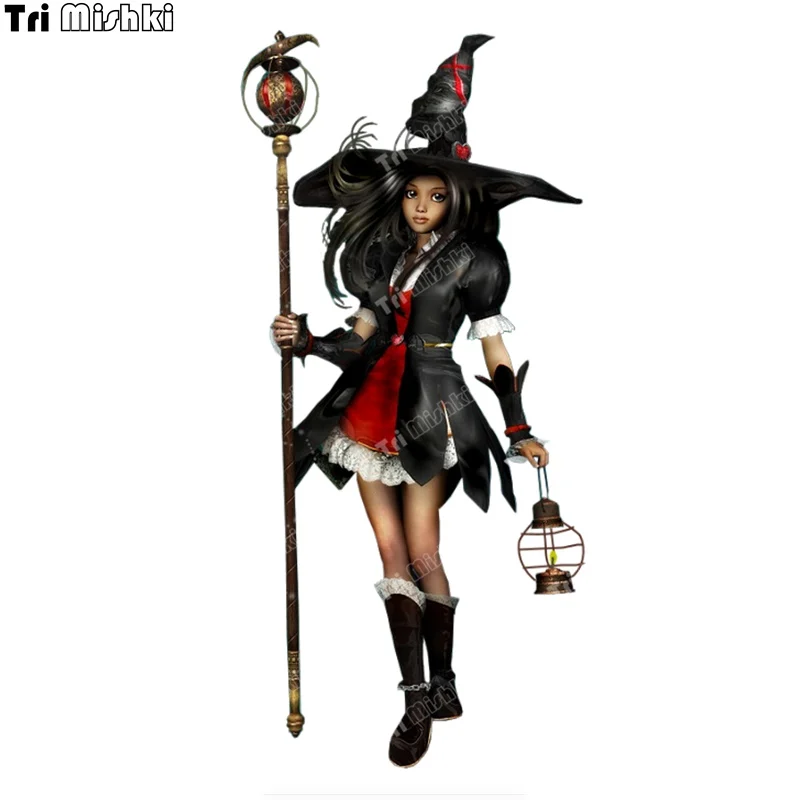 

Tri mishki WCS1062 Halloween beautiful witch Car Sticker PVC Decals Accessories Sticker on Car Laptop Luggage motorcycle