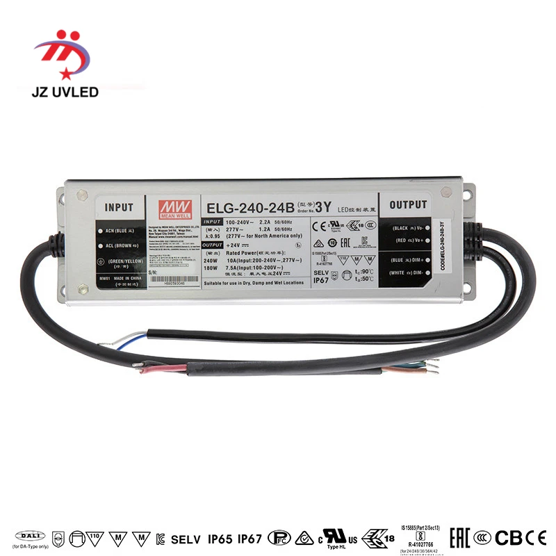 RW120TC 200W IP67 Dimming Constant Current Source For UV LED Module Gel Curing Lamps INPUT AC 160V-265V OUTPUT DC 24V 8400ma