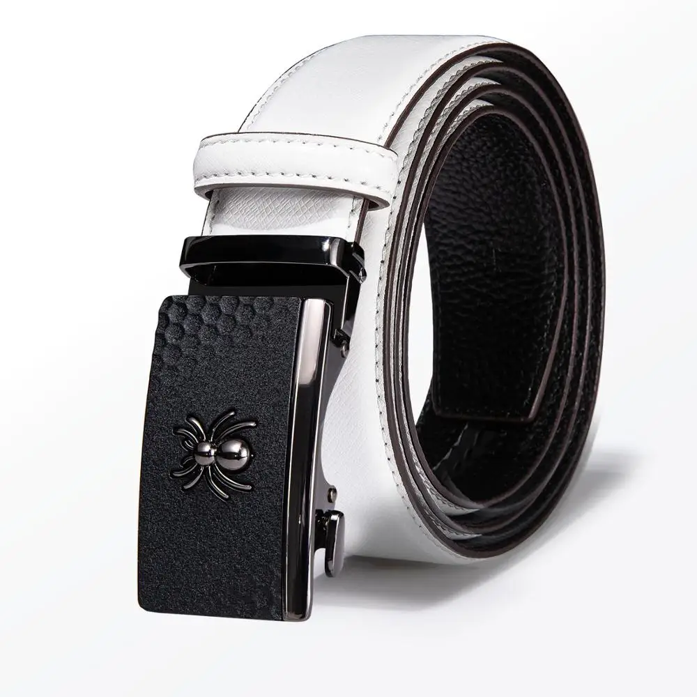 

130cm White Men Leather Belt New Male Designer Automatic Buckle Cowhide Leather Men Belt Luxury Belt For Men Barry.Wang GP-2065