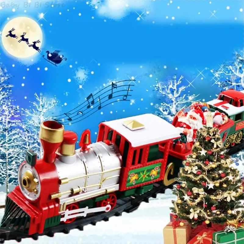 

22Pcs Realistic Vintage Christmas Train Set for Kids 3 Festive Carriages 15 Tracks For Under Christmas Tree Decoration