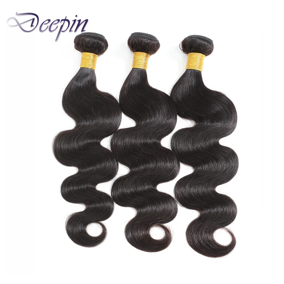 Deepin волнистые пряди с закрытием перуанское мелирование волос 3 человеческие