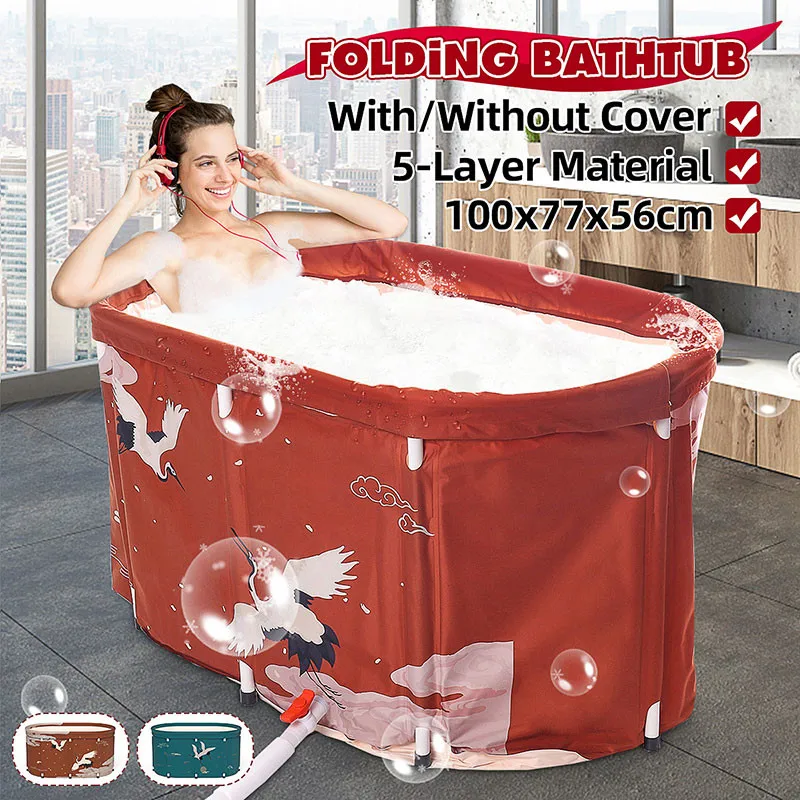 

Bath Sauna Adult Folding Bathtub Bath Barrel 100cm Household Large Tub Bath Barrel Thickened Adult Bath Tub Full Body Hot Tub