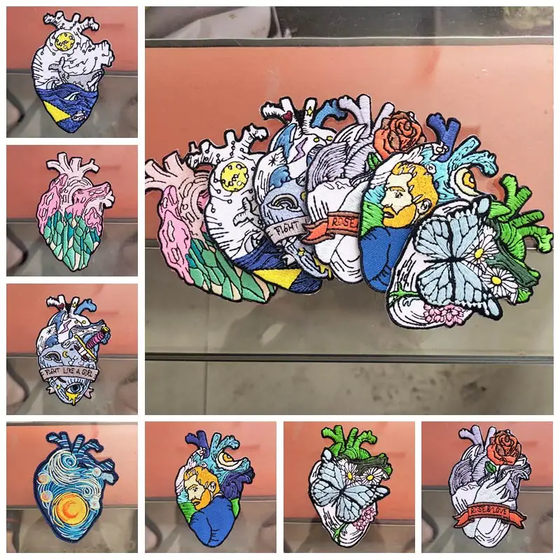 Хиппи рок байкерские нашивки на одежду термоклейкие с сердцем для одежды