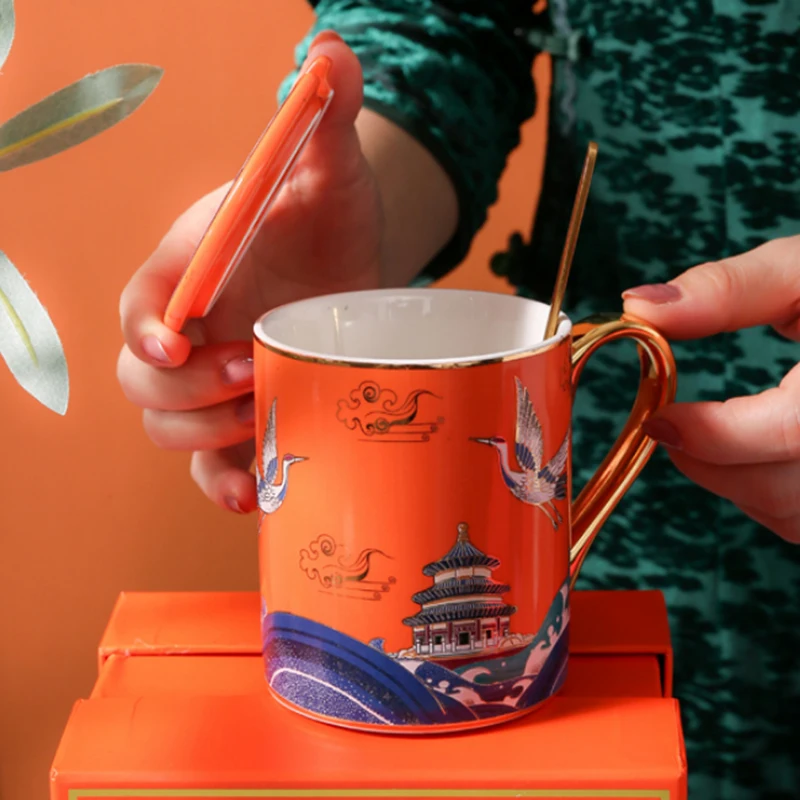 

European-Style Tableware Set Jingdezhen High-End China Household Cup and Mug Luxury Phnom Penh Gift Porcelain Mug