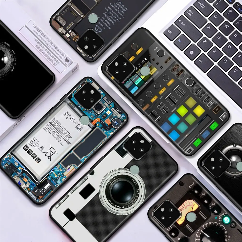 

Black Case For Google Pixel 4a 5 4 XL Phone Casing Soft TPU Cover Camera Battery Calculator Fall Prevention Protective Shell