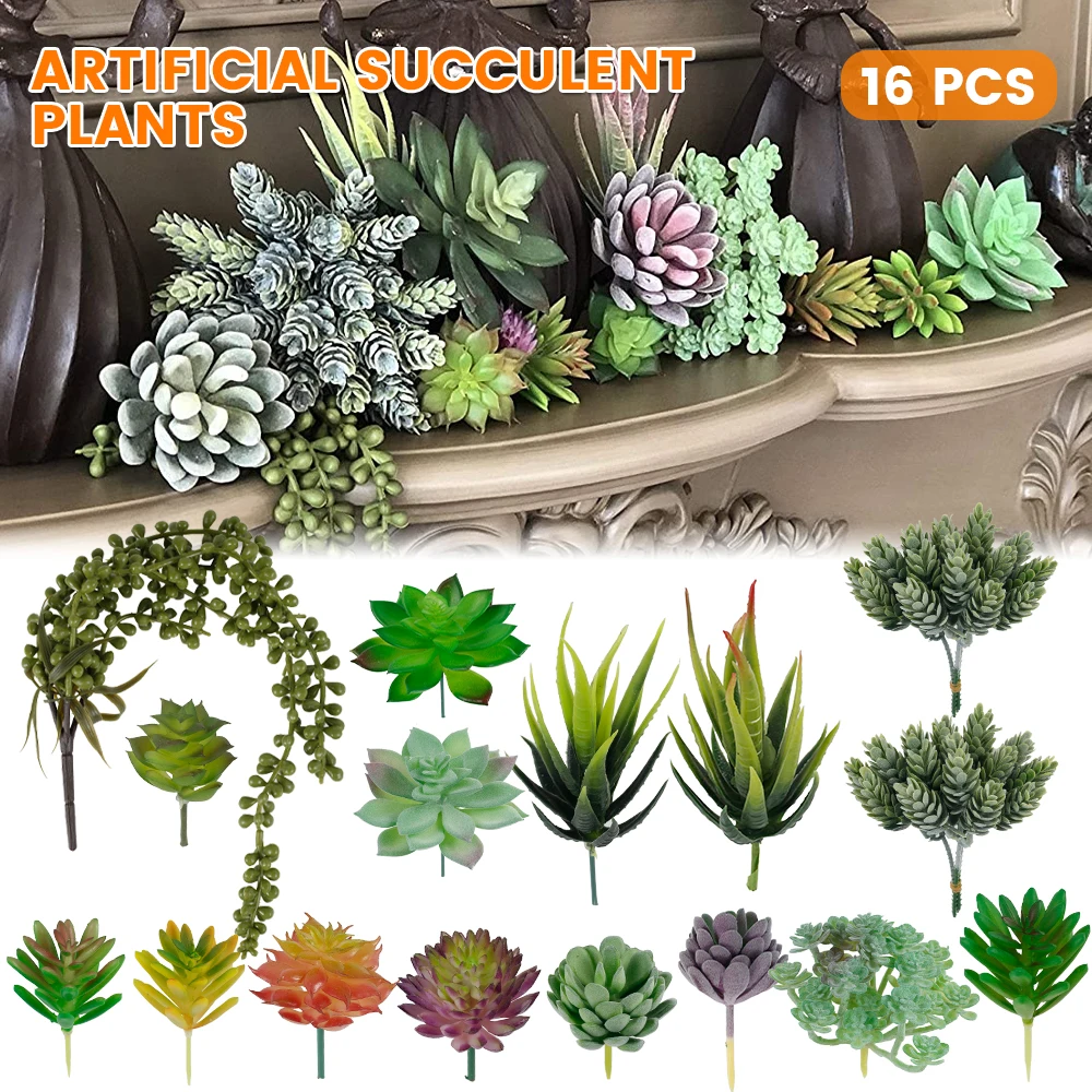 

16 шт., искусственные растения-суккуленты