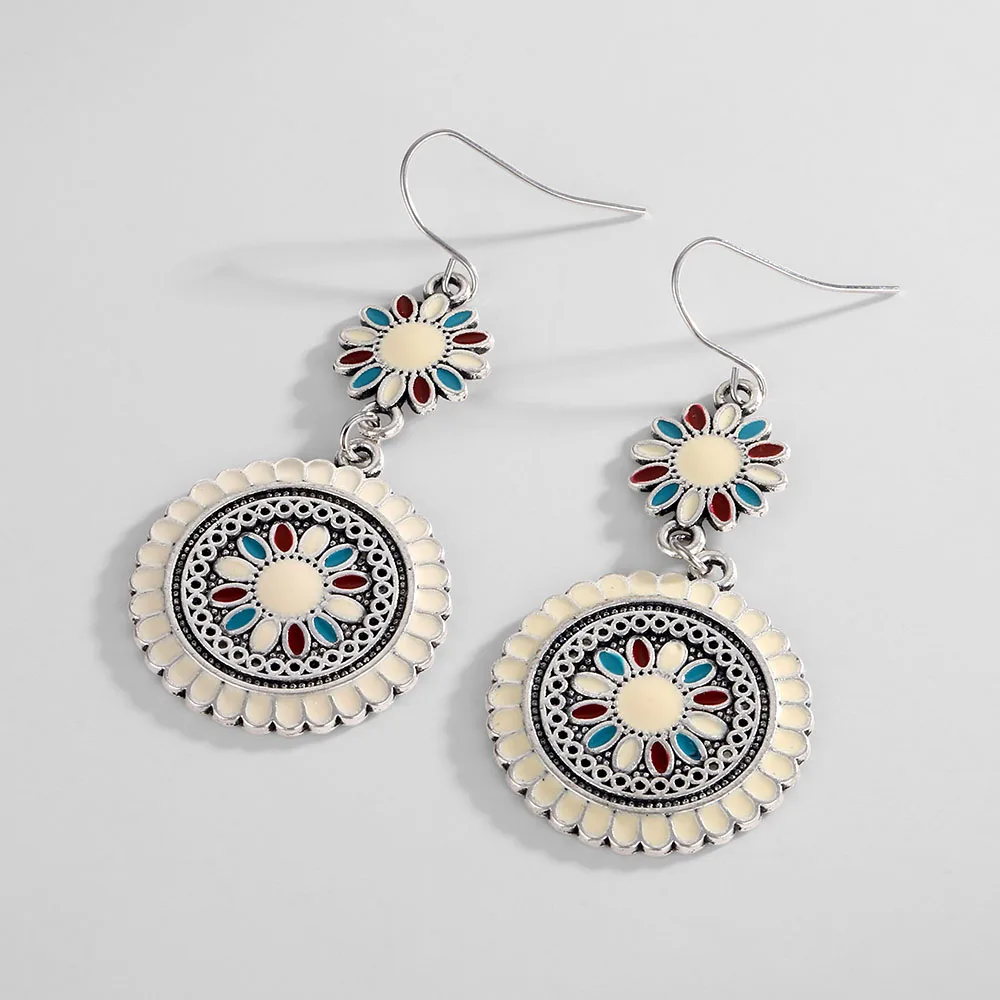 Винтажные этнические висячие серьги-подвески в виде масляных цветов для женщин