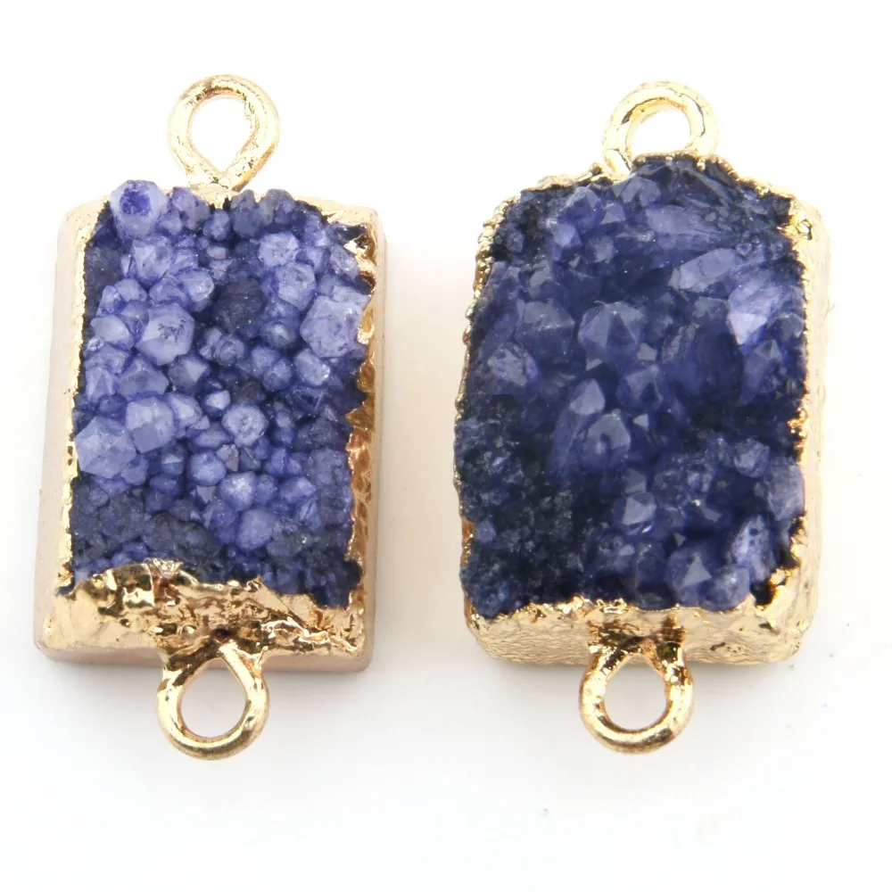 Кулон из натурального камня квадратный хрустальный кластер Соединитель с двумя