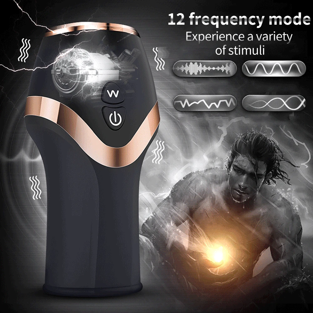 USB Rechargeable Automatic Piston Sucking Massager for Men, Telescopic Rotation with 12 Speeds, Electric Oral Cup Cyclone Device image 5